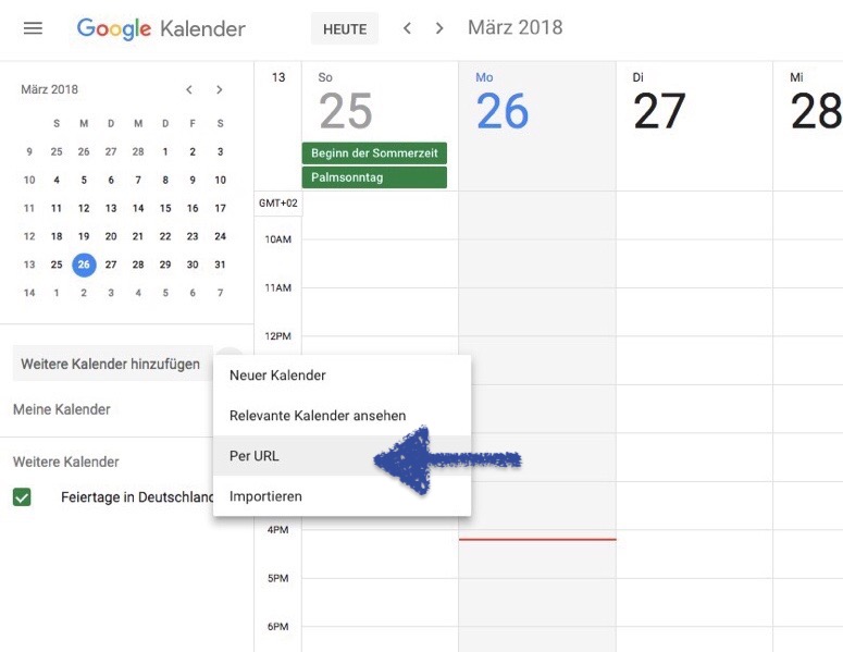 Google Kalender per URL auswählen